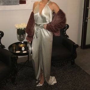 The IT color!!! metallic Silver satin dress.